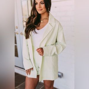 Seersucker Oversized Blazer and Pocketed Shorts